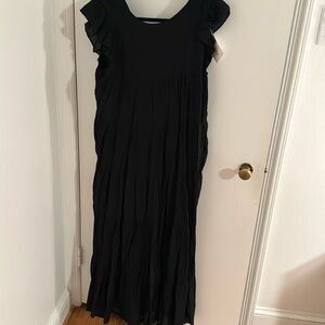 Black ruffle sleeve maxi dress